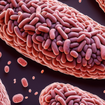 ** Microscopic view of *Salmonella*, *E. coli*, and *Listeria monocytogenes* bacteria, emphasizing the invisible threats in food. Use a dramatic, slightly alarming visual style.

**