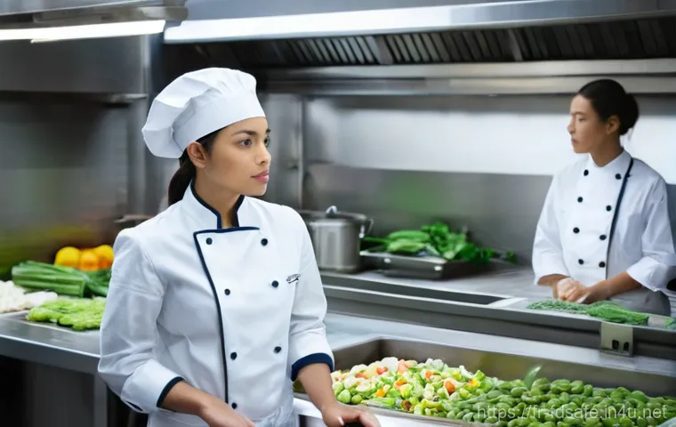 식품위생사 시험 후기 공유 - **Prompt:** A young, determined professional woman in her late 20s, wearing a clean, professional re...