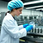 식품위생사 자격증으로 취업 가능한 회사 - **French Agro-Food Quality Control Technician Inspecting a Dairy Production Line**
    An ultra-real...