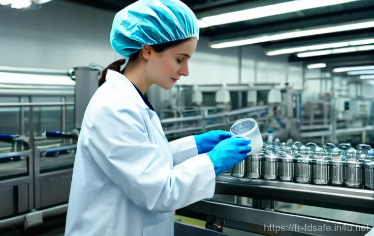 식품위생사 자격증으로 취업 가능한 회사 - **French Agro-Food Quality Control Technician Inspecting a Dairy Production Line**
    An ultra-real...