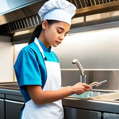 Home 31 식품위생사 시험 준비를 위한 스터디 팁 - **Prompt:** A vibrant and well-lit professional kitchen. A diverse young culinary student, wearing a...