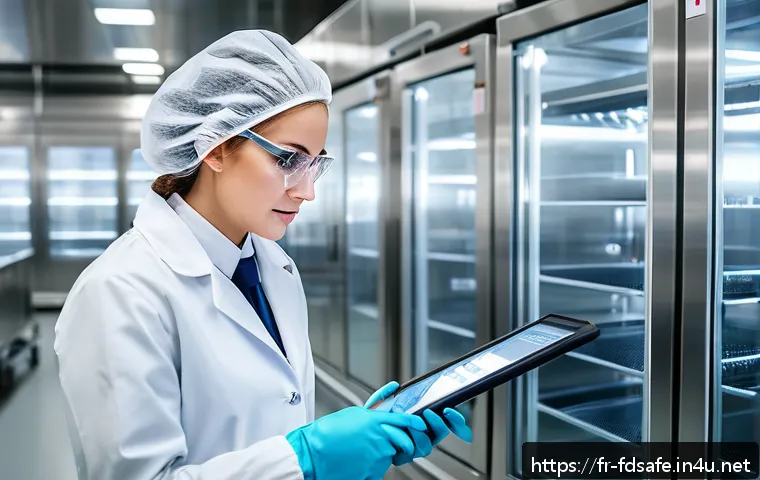 식품위생사 자격증 취득 후 해야 할 일 - A professional food safety auditor wearing a clean white lab coat and protective gloves, inspecting ...